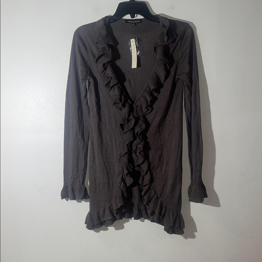 Adrienne Vittadini Ruffled Cardigan